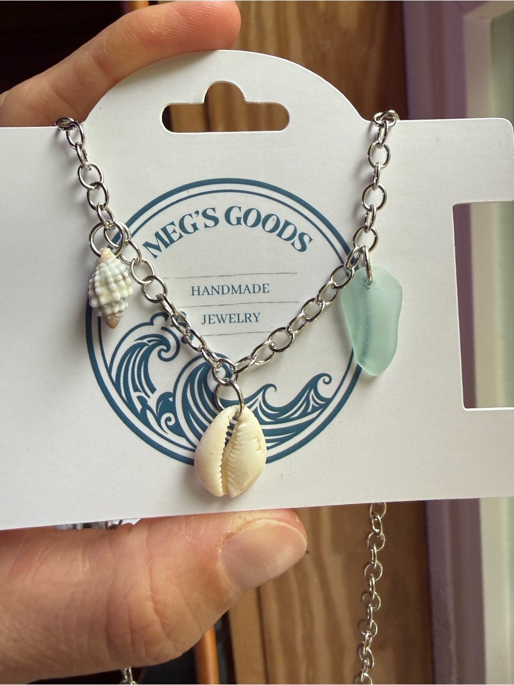 Handmade Shell & Sea Glass Charm Necklace